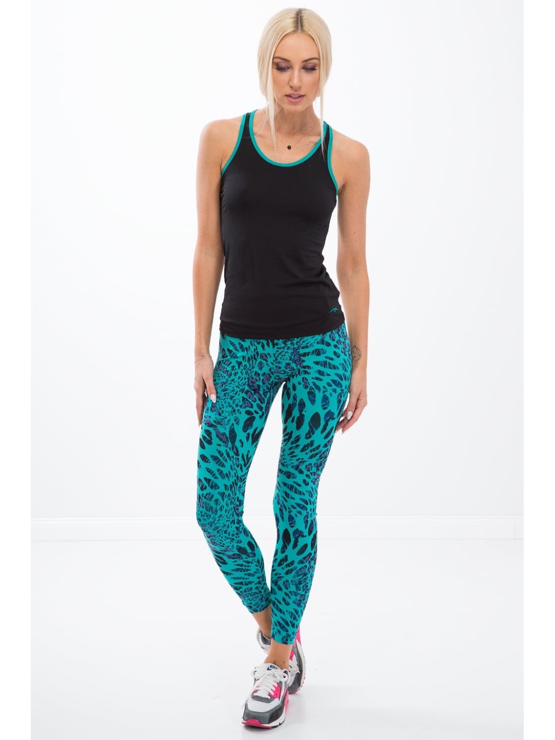 Mint sports leggings with a leopard print H006 - Online store - Boutique